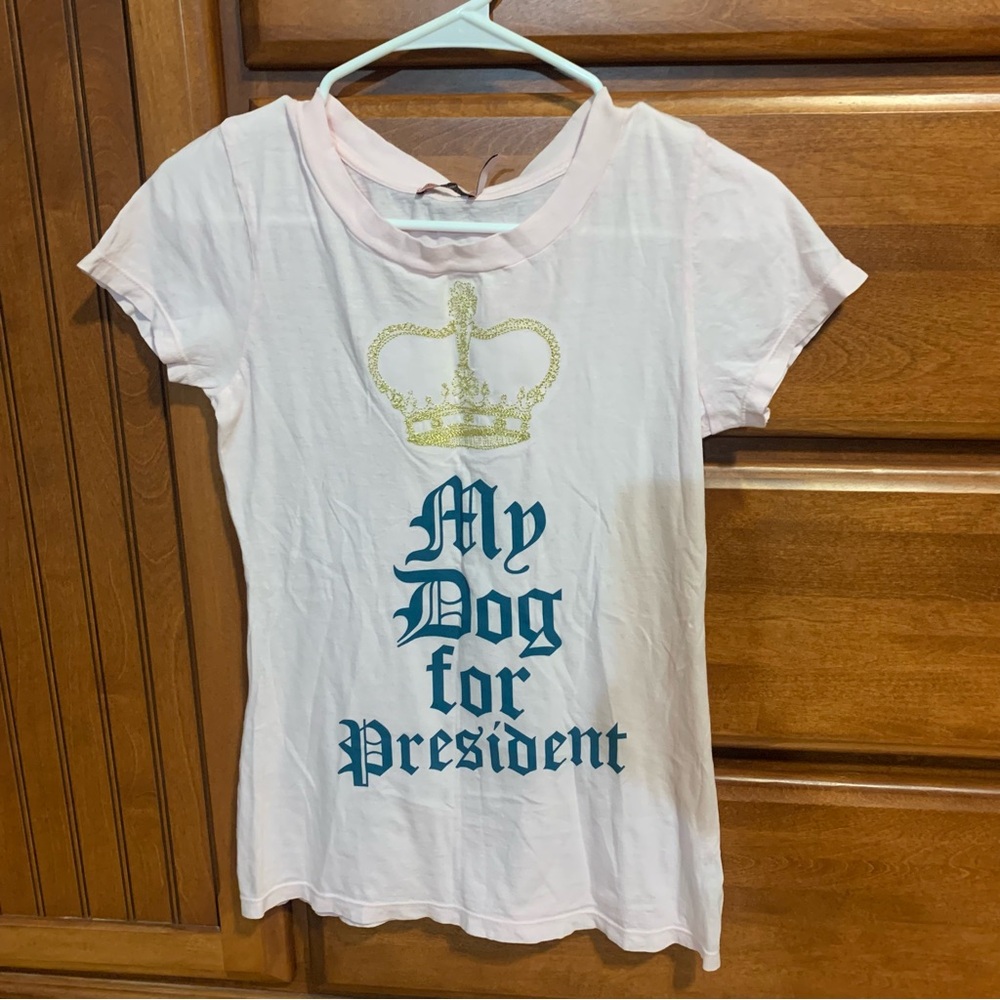 Juicy Couture Pam Gela My Dog For President T-Shirt Pink Women's Small NWT - Picture 6 of 6
